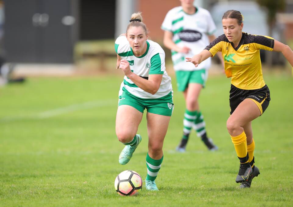 Molly Goldsworthy led the way for Albury United in their 8-1 win over St Pats.