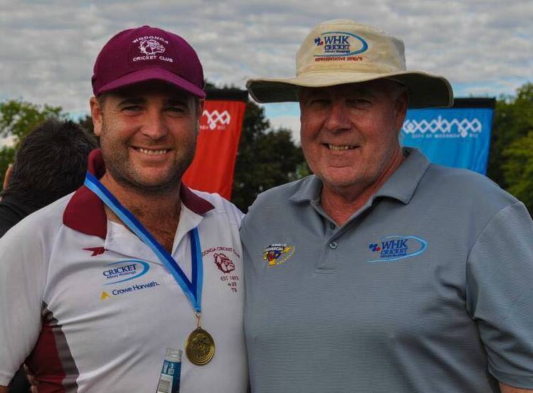 Trent Ball with dad Grant during his playing days at Wodonga.