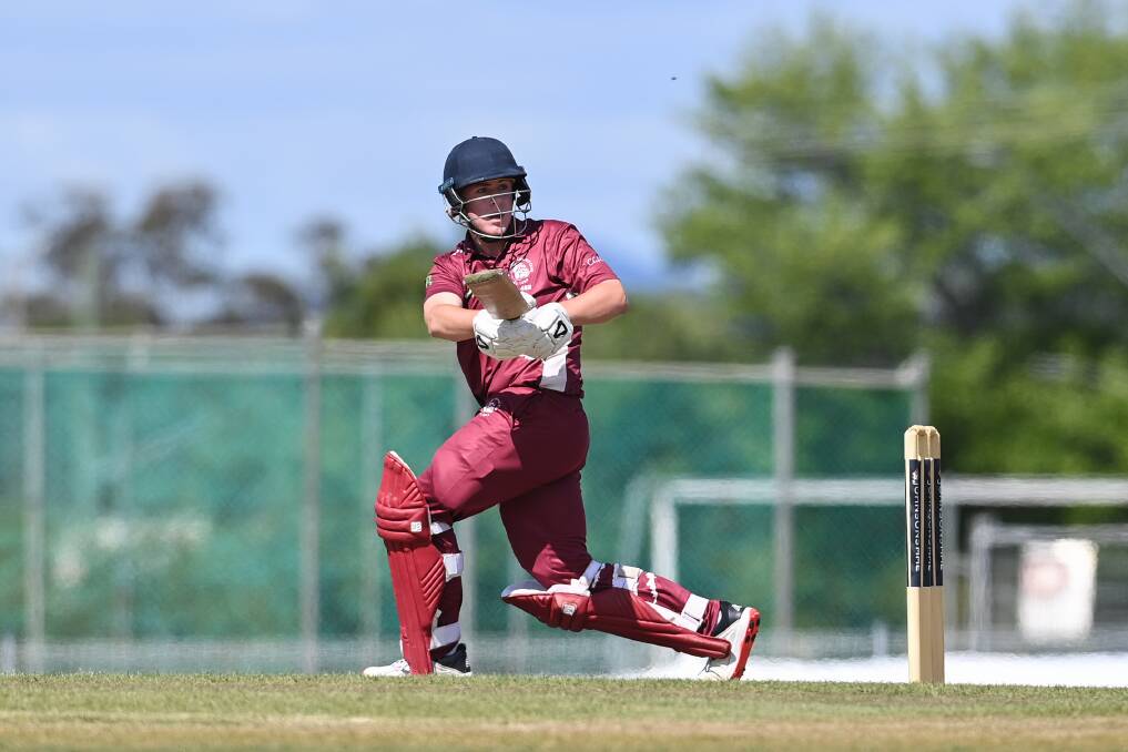 Will Ashton looks to score behind square on the leg side for Wodonga. Picture by Mark Jesser