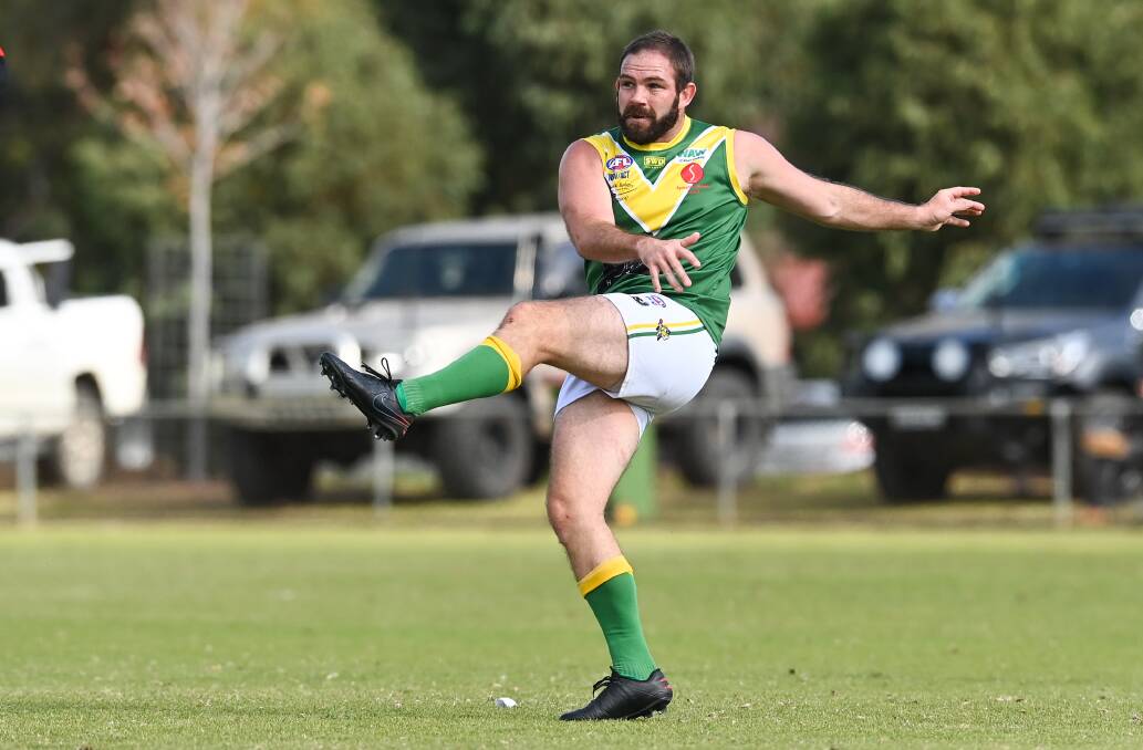 Holbrook coach Matt Sharp kicked two goals in the win over Howlong on Saturday.