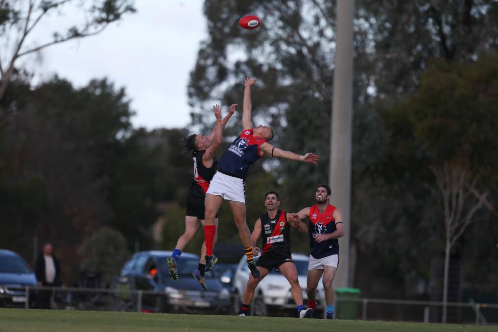 Action from Howlong's home game against Lockhart in the Hume league. Picture: TARA TREWHELLA