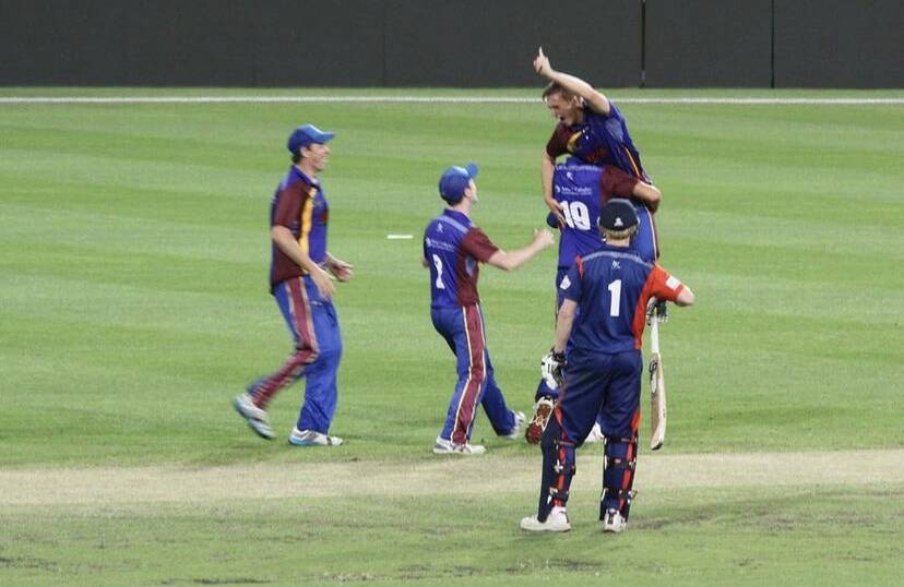 Ross Pawson celebrates another wicket.