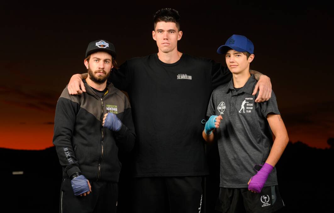 BORDER'S BEST: Michael Gibbs, David Goodwin and Troy Doughty are representing Border Boxing Club in Queensland. Picture: MARK JESSER