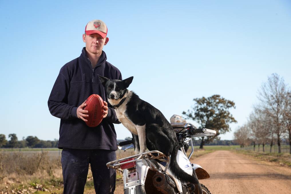 DREAM TEAM: Toby Murray and Pongo out on the farm. Picture: JAMES WILTSHIRE