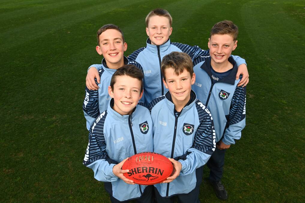 Mitch Packer, 11, Sam McDonald, 11, Eli Strang, 12, Jake Cremer, 12 and Caleb Anderson, 12. Picture by Mark Jesser