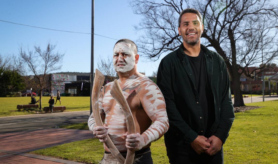 DEADLY DUO: John Murray and Dean Heta have been key to the launch of the Ovens and Murray's Indigenous Round. Picture: JAMES WILTSHIRE