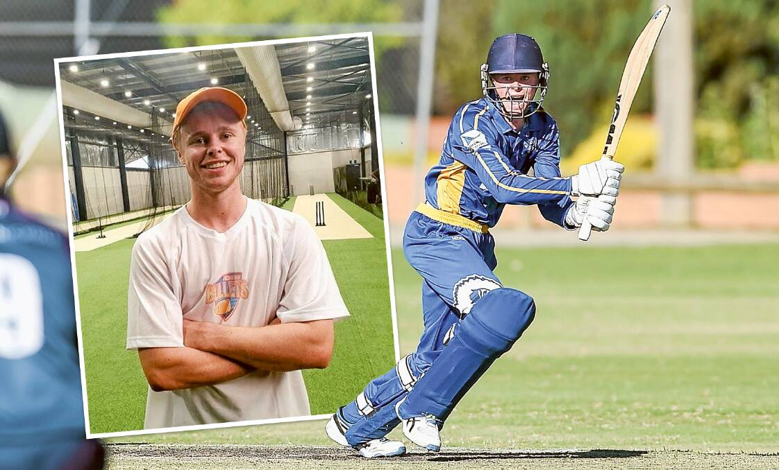 EXPERIENCE: Lachie McMillan batting for Belvoir and, inset, training with the Border Bullets at the Regional Cricket Hub. Picture: MARK JESSER