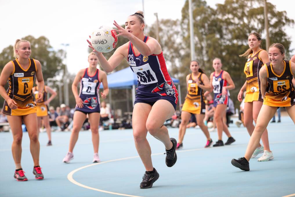 Molly Goldsworthy on the netball court with Wodonga Raiders. Picture: JAMES WILTSHIRE