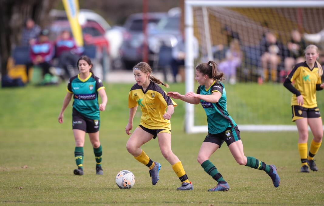 Rylee Steele gets on the ball for Hotspurs. Picture: JAMES WILTSHIRE