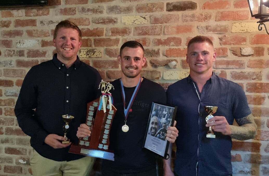 WINNING WANDERER: Tom Morrison (centre) was a dominant force in the Twin City side this season having returned from Melbourne to play in AWFA.