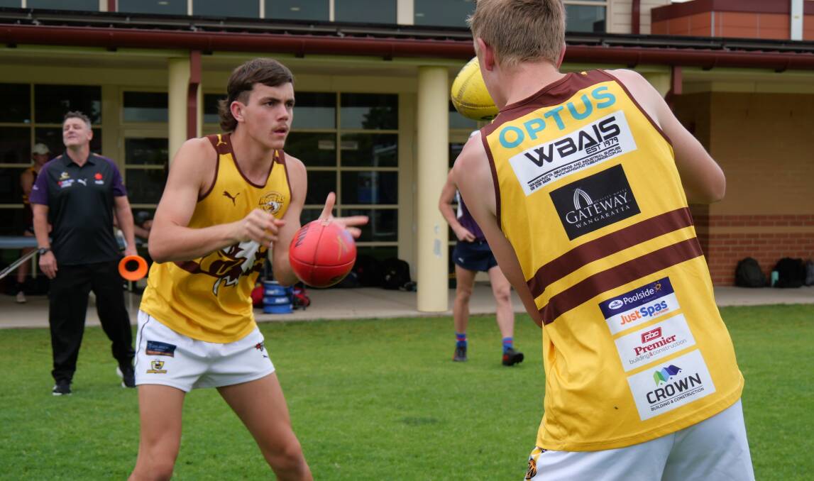 QUICK HANDS: Charles Ledger goes through his paces at training. The Bushies squad will be trimmed down after Christmas. Picture: ROWENA NEWCOMEN