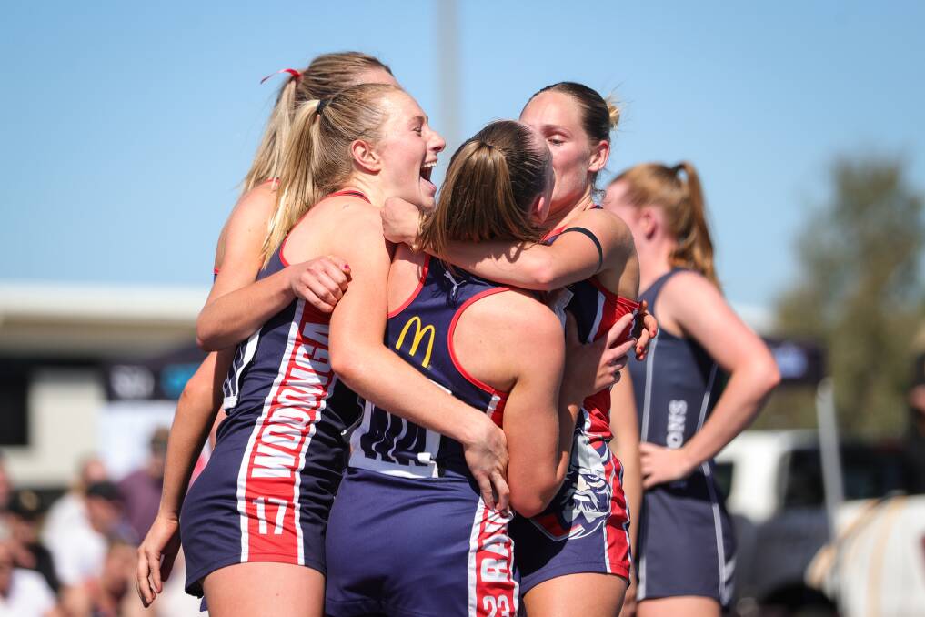 Wodonga Raiders celebrate after knocking out the reigning premiers. Picture by James Wiltshire