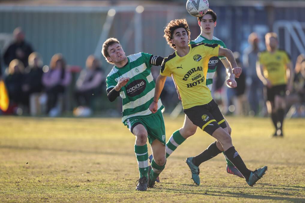 Anthony Corso was almost unplayable down the right for Cobram. Picture: JAMES WILTSHIRE