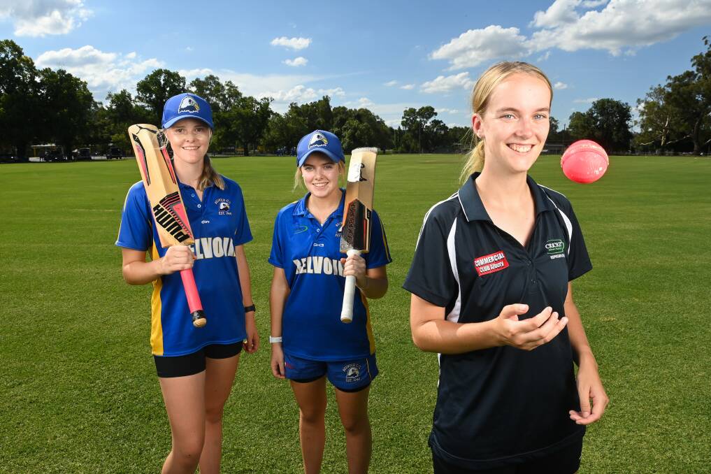 THIS IS OUR TIME: Cricket Albury-Wodonga's head of female cricket, Maddy Howard, and Belvoir youngsters Isla McMillan and Jorja Anderson are looking forward to the start of the new all-female competition. Picture: MARK JESSER