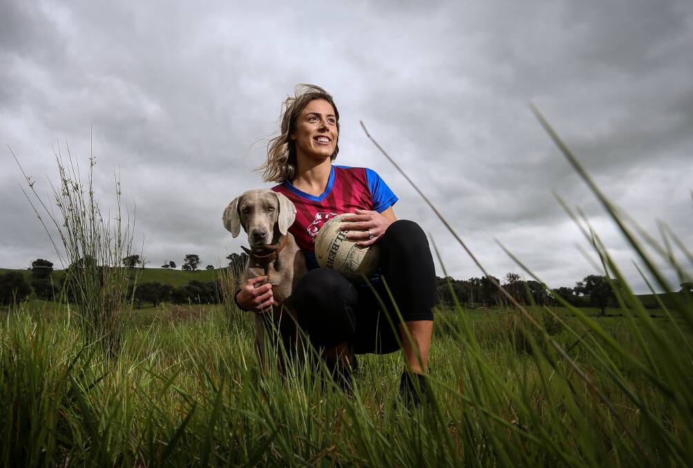 Georgie Haines with dog Pip. Picture: JAMES WILTSHIRE