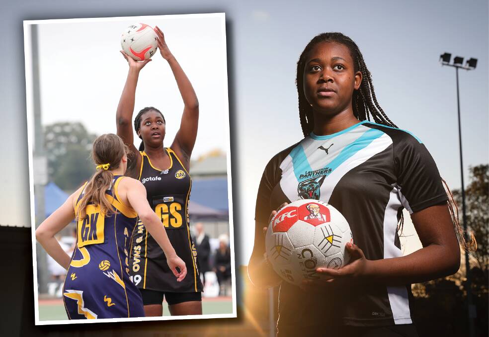 Christine Oguche's first season of club netball at Lavington saw her picked to represent the Ovens and Murray as well as City West Falcons in the NVL. Now she's made the Victorian 19-and-under squad. Pictures by James Wiltshire
