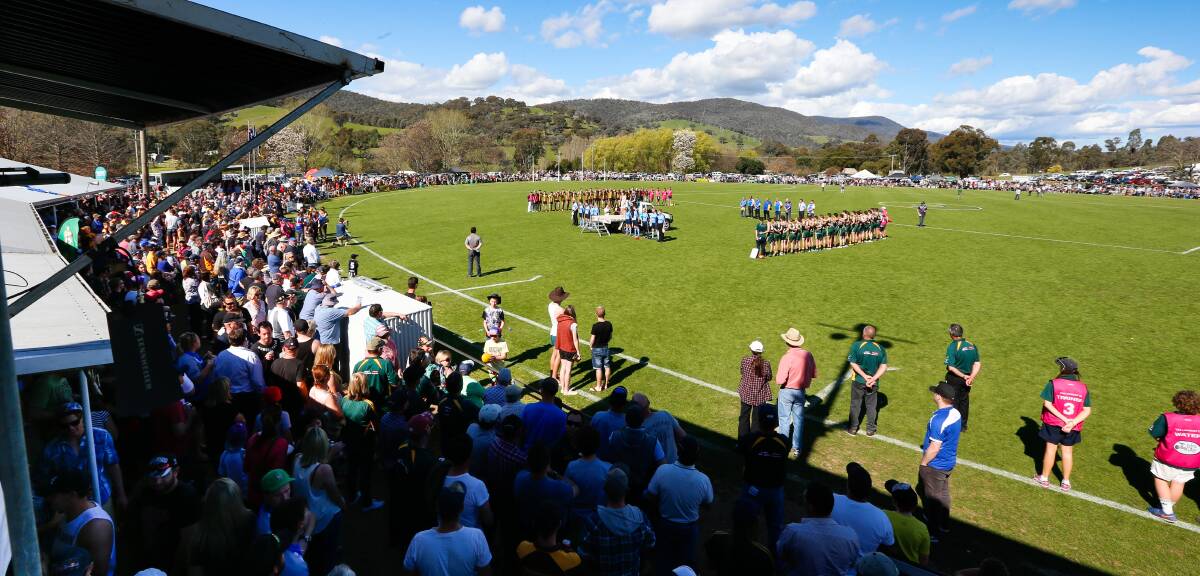 BIG STAGE: Crowds like this are par for
the course at the Tallangatta league grand
final but there is uncertainty around what
will happen this year. Picture: MARK JESSER