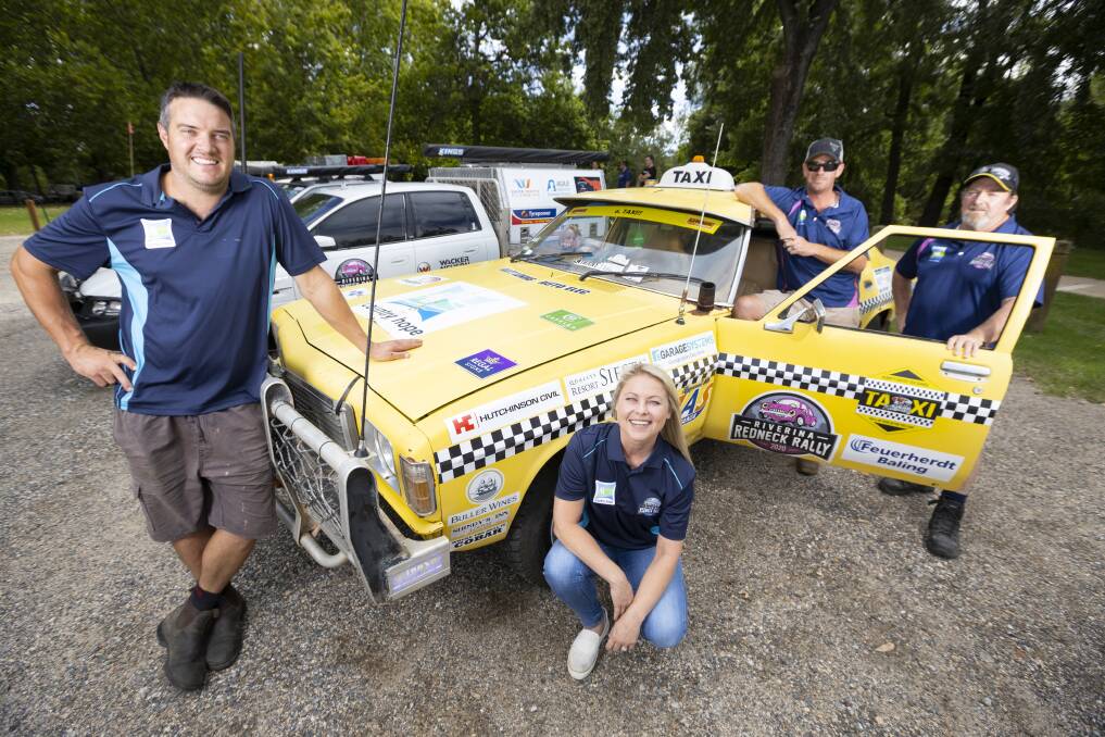 BEST PRESENTED: Team members Luke Pendergast, Julie Pendergast, Nathan Maloney and Brendan Burgess from the Riverina Redneck Rally at Noreuil Park in Albury. Picture: ASH SMITH
