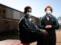 NO PROBLEM: Year 8 students at Wodonga Middle Years College Huon Campus Shelby Makanda and Mat Davies, both aged 13, were in the minority when they wore their masks in the classroom. Picture: JAMES WILTSHIRE