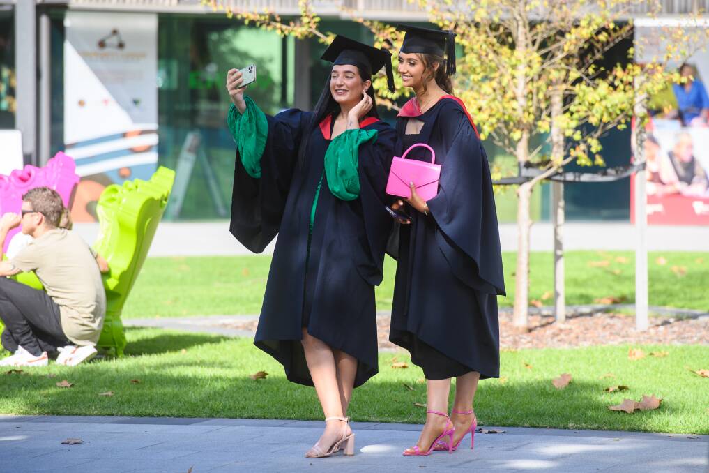 80 students graduated from La Trobe University's Albury-Wodonga campus at The Cube in Wodonga on March 3, 2022. Pictures: MARK JESSER