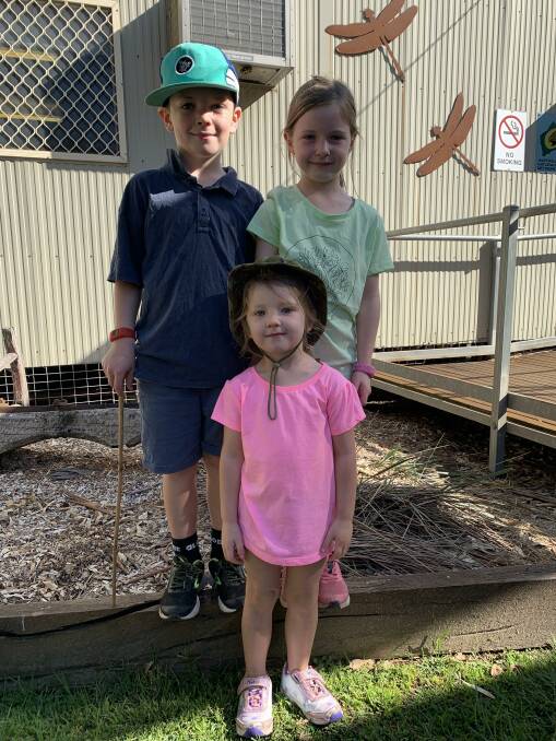 ON YOU SON: Oliver Clarke, 8, did a charity walk with sisters Katelyn, 6, and Sophie, 3, to raise money for girls in third-world countries who need menstrual health products. Picture: CAROLINE TUNG 