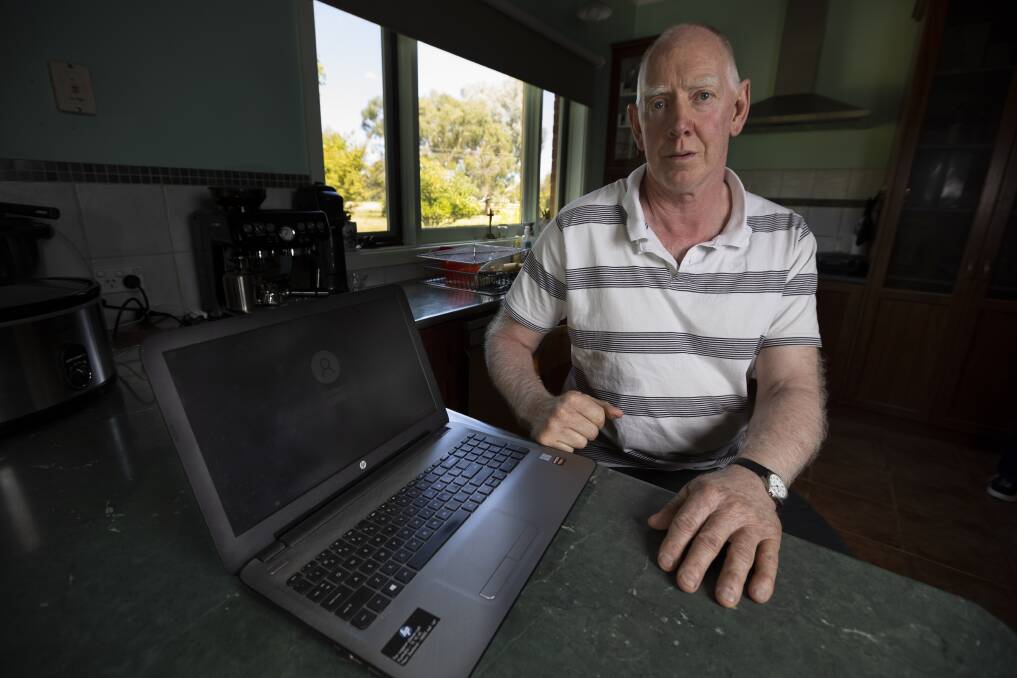 Connected: Terry Greaves has melanoma and relies on telehealth for his medical appointments. Doctors have called for telehealth consults to stay. Picture: ASH SMITH