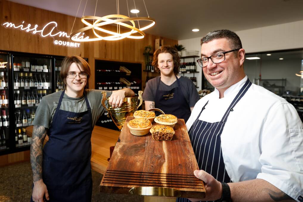 Head chef Francis Iudica, pastry chef Nick McGrath and patissier Jayden Collins are pleased to have won the best pie, a first for the region. Picture by James Wiltshire
