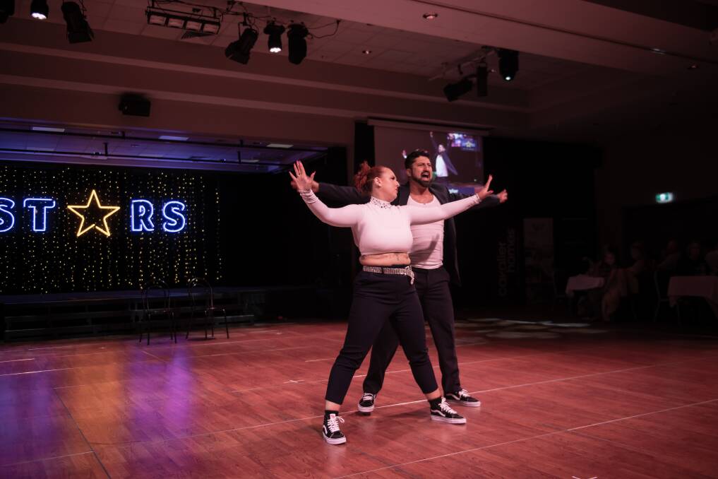 Nick Politis and dance partner Taylor Falkner danced a hip hop piece for the charity event, something Nick felt was "out of my comfort zone," he said. Picture by Tara Trewhella.
