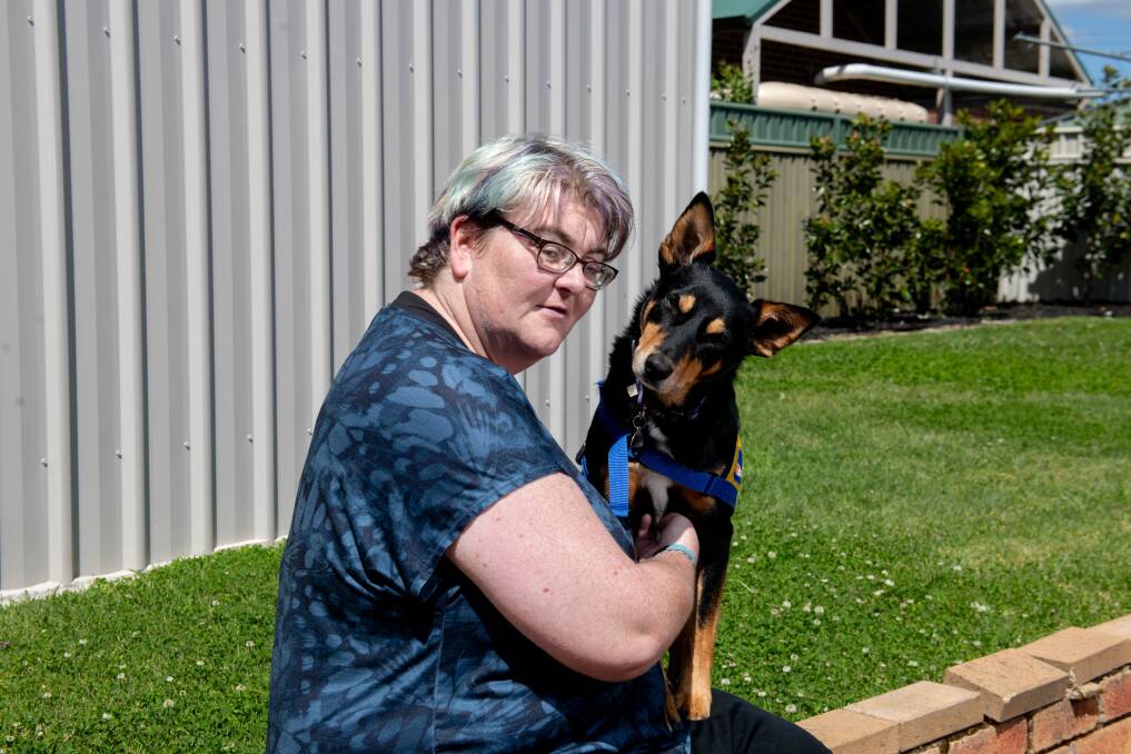 Wodonga's Leanne Grosvenor says she should be able to access dentist services with her assistance dog, Shia. Picture by Tara Threwhella.