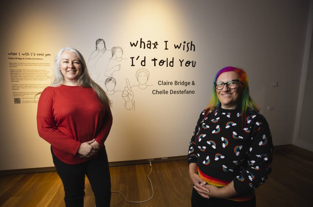 Claire Bridge and Chelle Destefano are on tour with immersive video projections, which have turned Hyphen's Playspace Gallery into a deaf space. Picture by Ash Smith