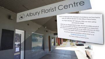 A sign on the door of the Albury Florist Centre spoke of the closure. Picture by James Wiltshire.