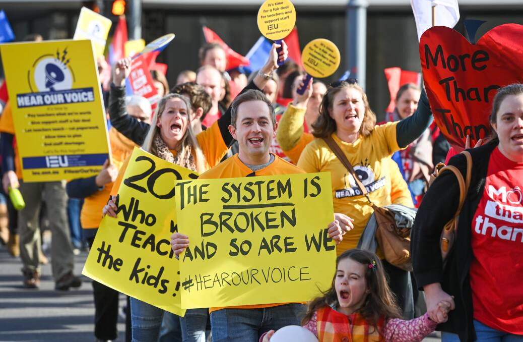 BETTER PAY: Teachers unhappy about the 3 per cent pay rise in last weeks budget saying they want more. Pictures: MARK JESSER