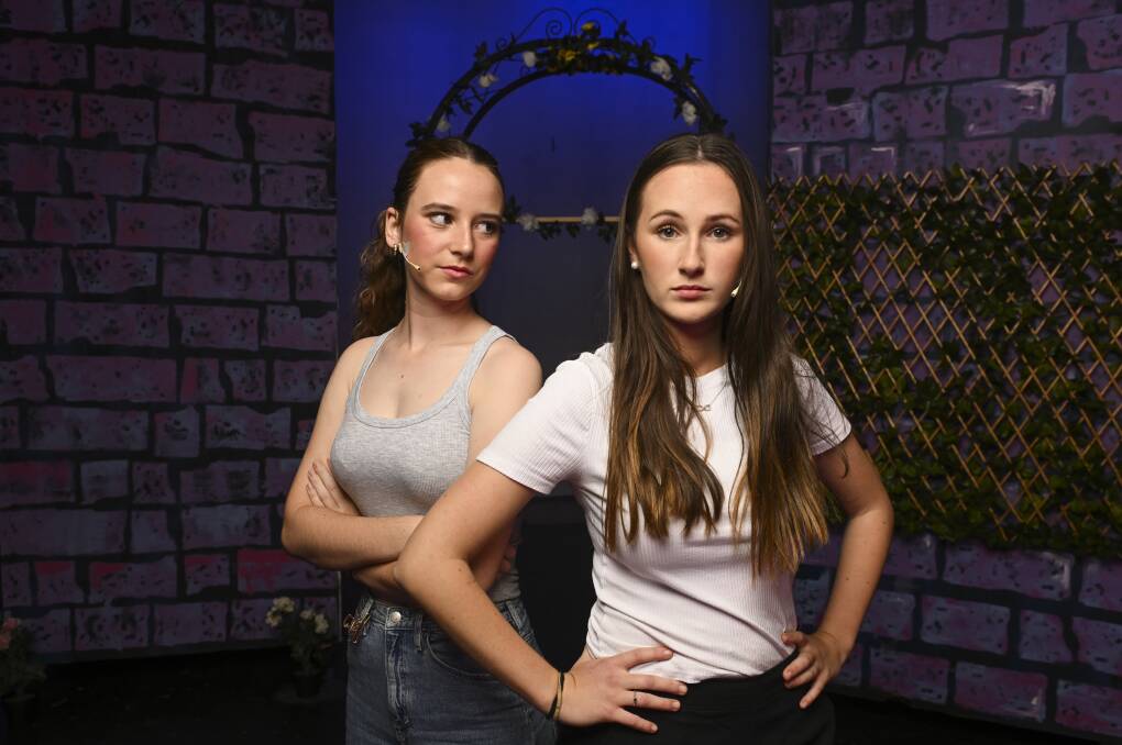 Clare Barry, 16, (Katherine Blake) and Matilda Player, 16, (Ellie Blake) look forward to performing on stage for their friends and family. Picture by Mark Jesser.