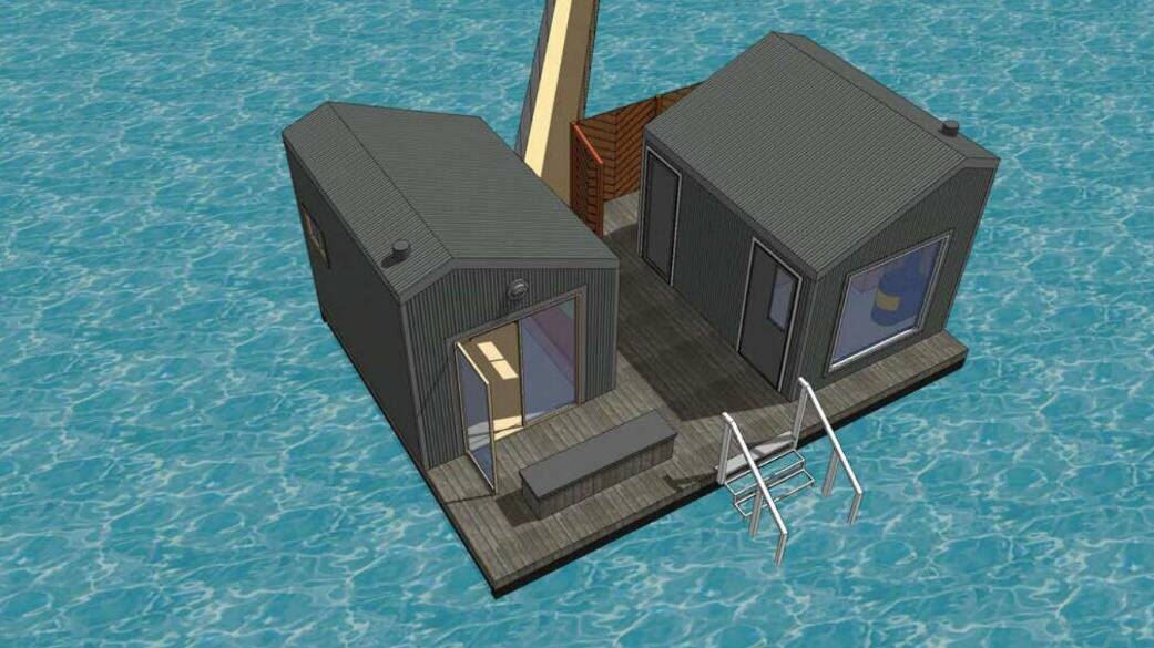 A computer-generated image of the floating sauna project for Lake Sambell. Picture supplied