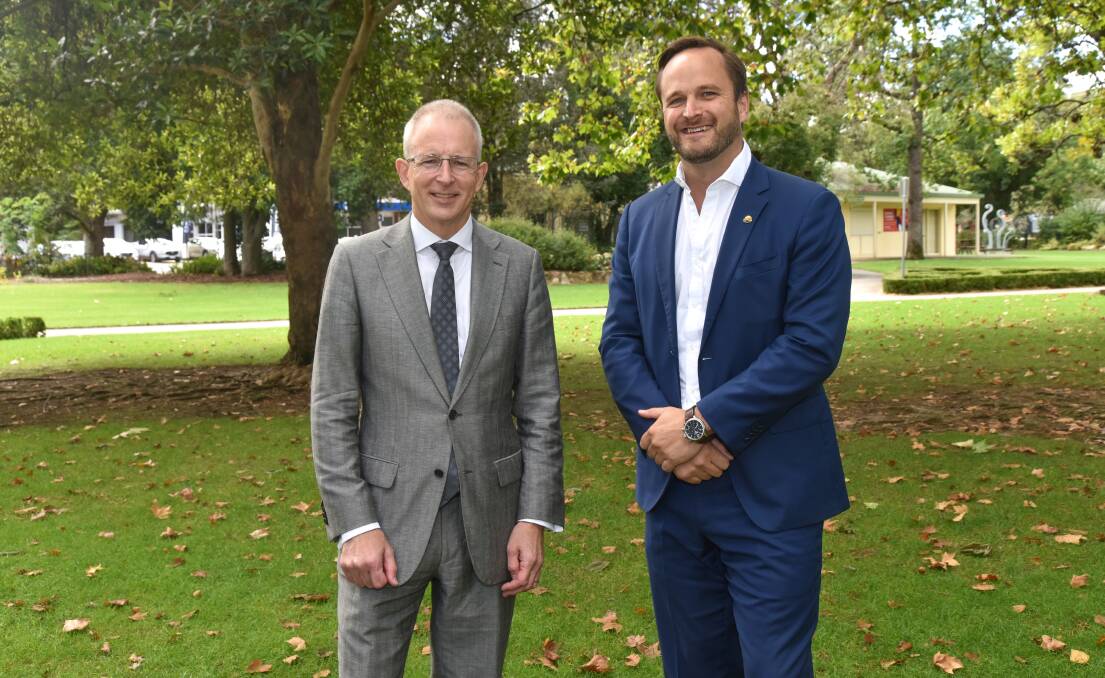 WE WILL DELIVER: Federal Communications Minister Paul Fletcher and Liberal candidate for Indi Ross Lyman say regional coverage is a "firm commitment". Picture: WANGARATTA CHRONICLE