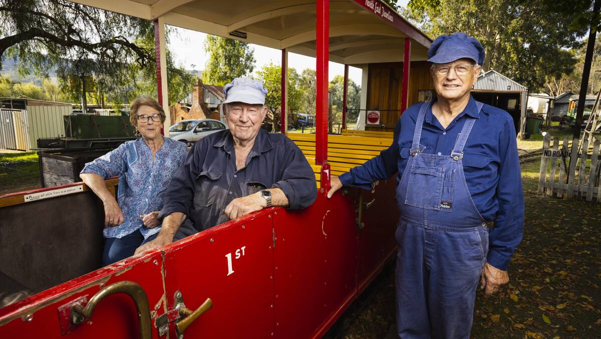 Julie Odgers, Ben Klaster and Roy Odgers at the site of the 51st Steam and Vintage Rally. Picture by Ash Smith