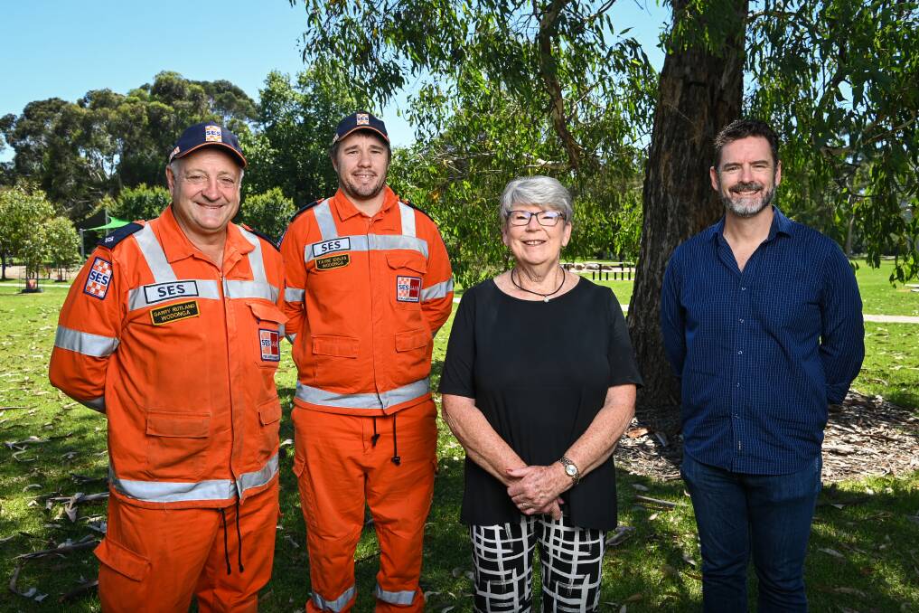 SES volunteers Garry Rutland and Taybe Iddles, former policewoman Ceryn Campbell and FoodShare's Simon Welsh. Picture by Mark Jesser