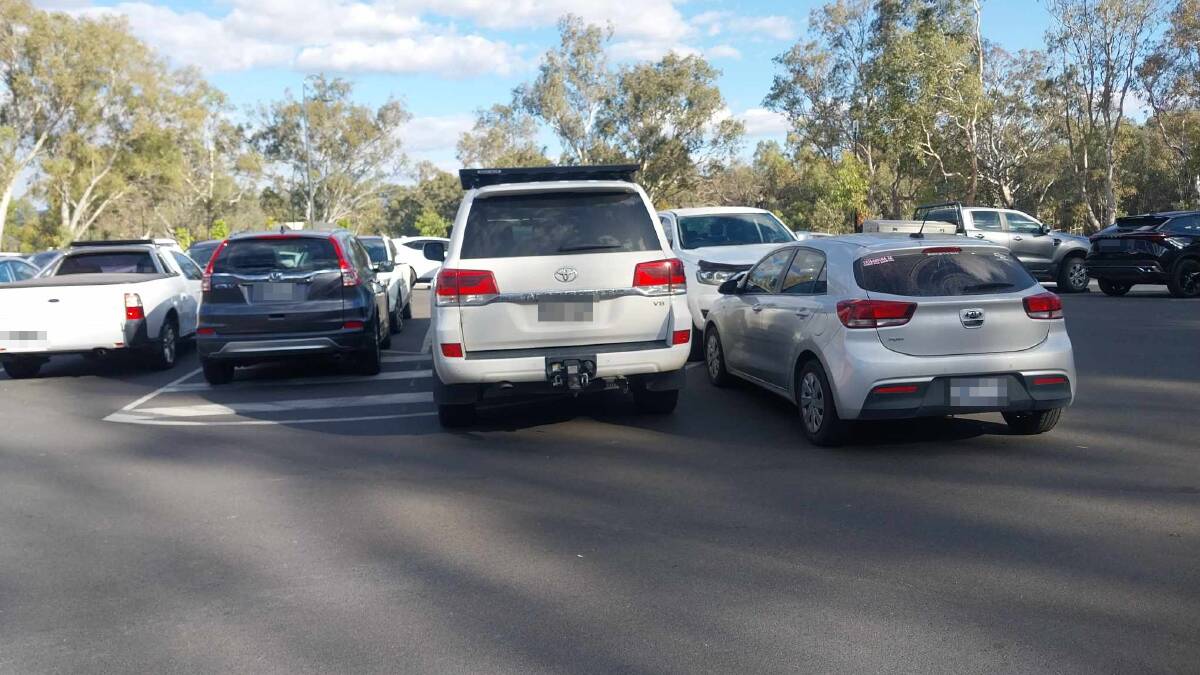 Vehicles illegally parked near the Albury Sportsground on Anzac Day. Picture supplied