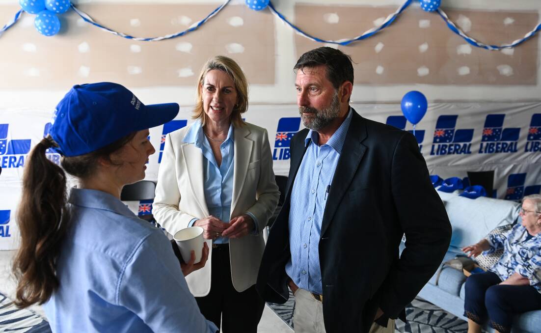Opposition health spokeswoman Georgie Crozier supports member for Benambra Bill Tilley at his campaign launch at Wodonga on Wednesday. Mr Tilley said a new hospital for the region was his top priority. Picture by Mark Jesser