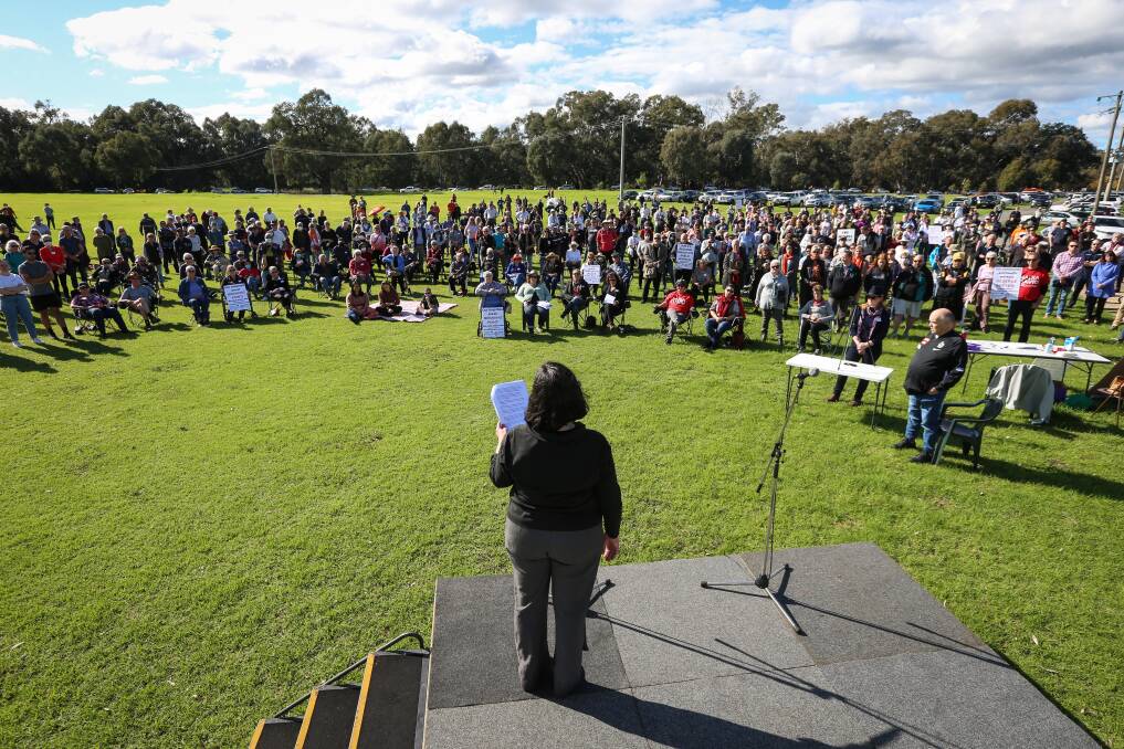 GET INVOLVED: Rally convenor Di Thomas urges everyone to sign a petition to be presented to the federal government. Picture: JAMES WILTSHIRE