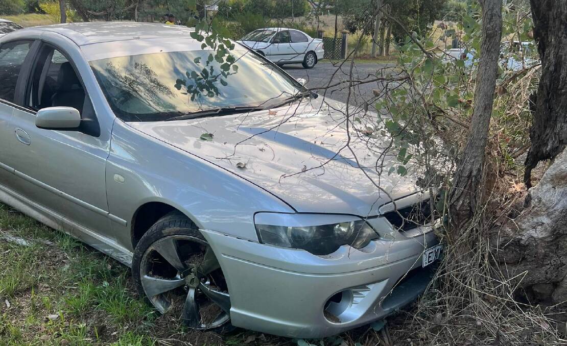 A Lavington motorist ran from police after crashing this car, while in Wodonga a driver is wanted over a road-rage incident. Picture supplied