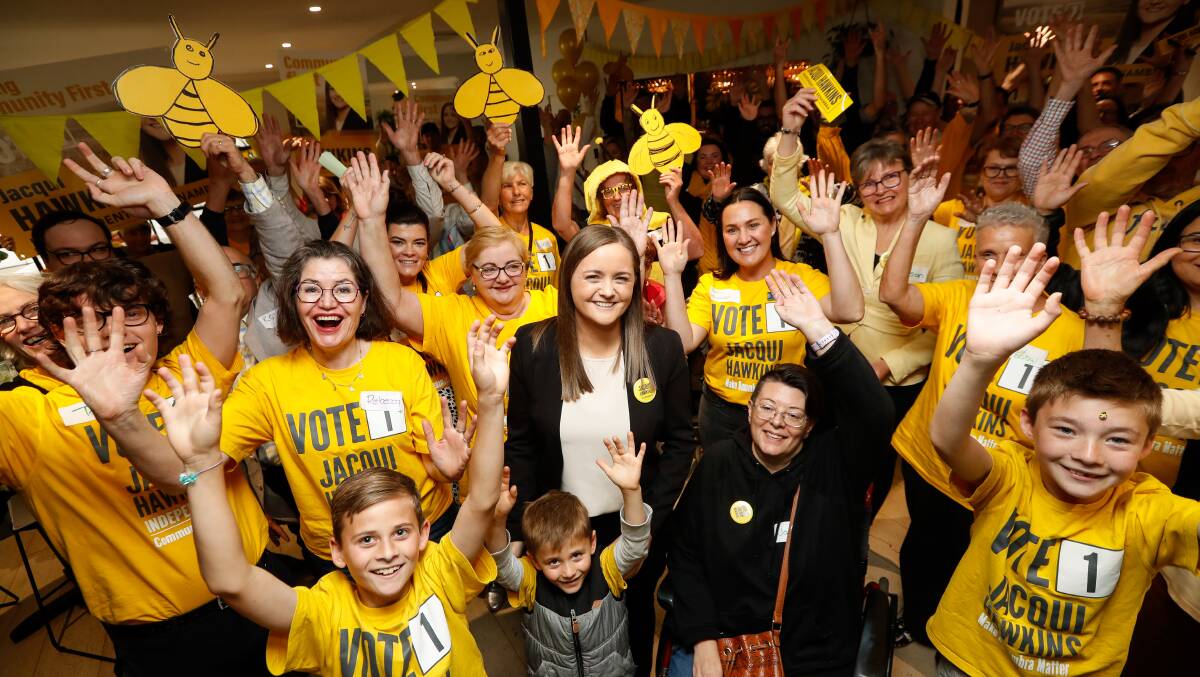 More than 80 in yellow flock to the Church St Hotel in Wodonga to see Jacqui Hawkins launch her campaign to win the seat of Benambra. Pictures by James Wiltshire