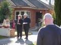 Agents Georgette Nehme and James Veneris at the Pemberton Street property auction yesterday. Picture: JAMES WILTSHIRE