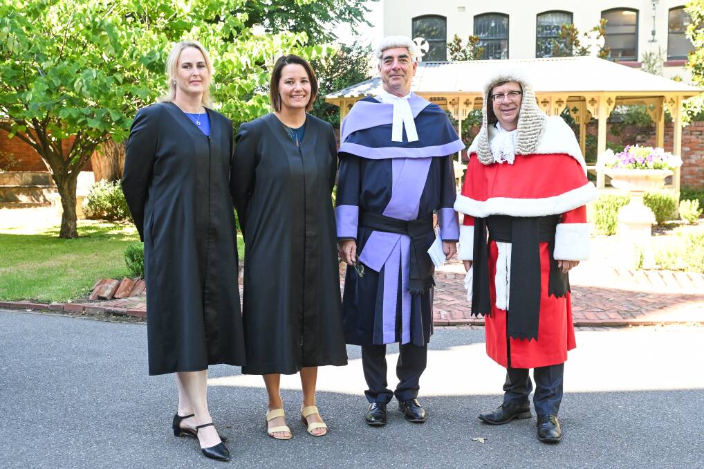 Magistrates Melissa Humphreys and Sally McLaughlin, Albury District Court Judge Sean Grant and Chief Justice of NSW Andrew Bell. Picture by Mark Jesser