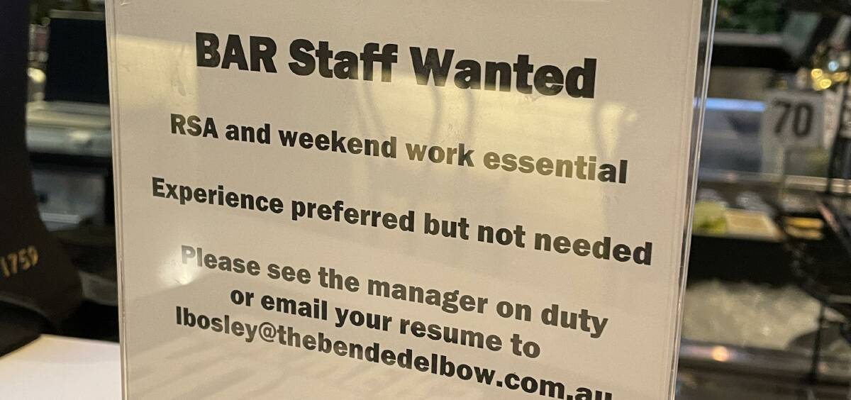 SIGN OF THE TIMES: The Bended Elbow in Albury has plenty of customers but nowhere near the staff that it needs to operate at full capacity.