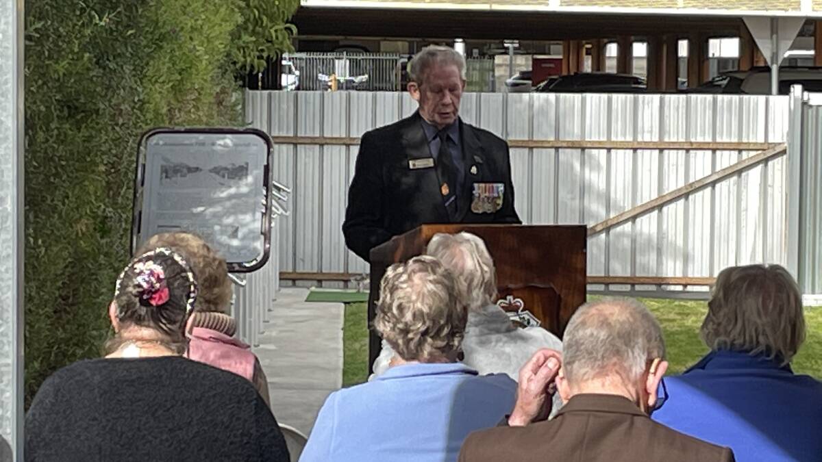 REMEMBERING THE VETS: Vet Gary Treeve speaks at the Vietnam Veterans' Day service in Albury on Thursday where a plaque was unveiled to honour 14 slain Albury soldiers.