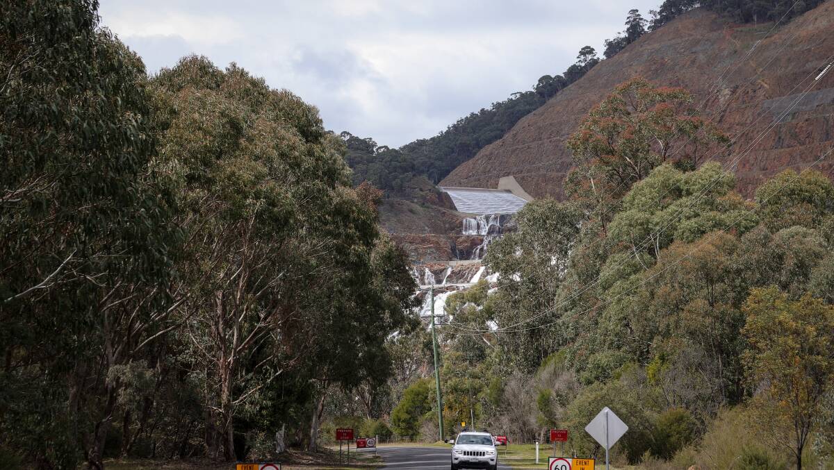 The road to Dartmouth Dam promises thrills and spills as the dam overflows for the first time in 26 years. Picture by James Wiltshire. 