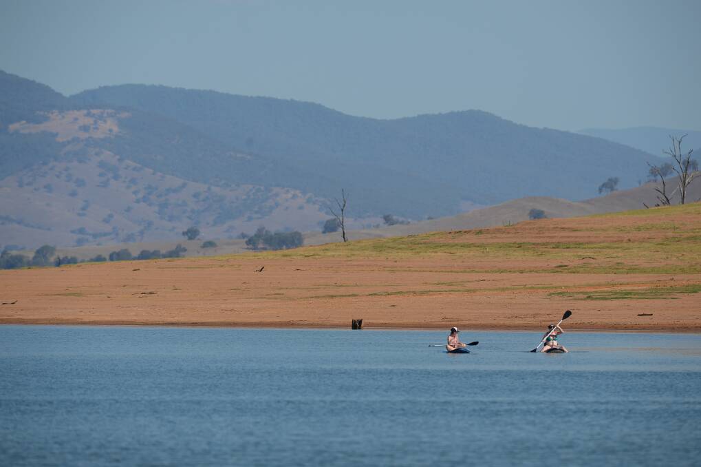 People have been reminded not to come into physical contact with untreated water at Lake Hume because of red-alert levels of blue-green algae. Picture by Mark Jesser. 