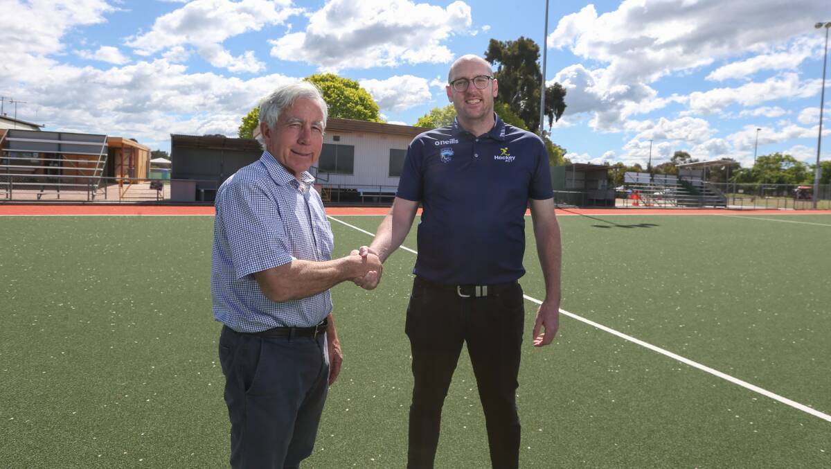Bert Eastoe (left) has stepped into a new role as Hockey Albury Wodonga's finance director. Picture by Tara Trewhella