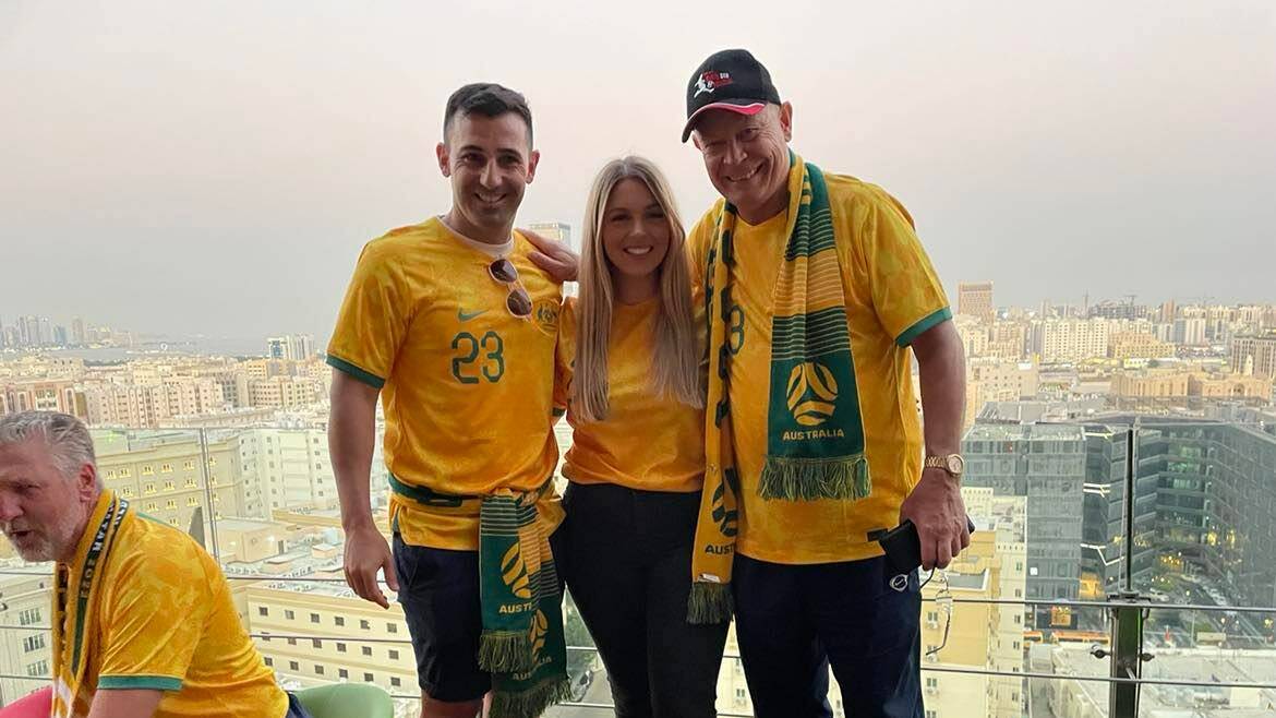 David Afonso, Katelyn and Tony Goodwin enjoying the view in Qatar. Picture supplied